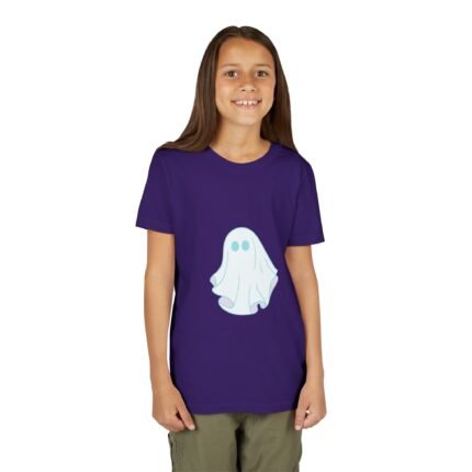 Adorable Ghost Print Youth Short Sleeve Tee | Spooky Halloween Shirt, Kids' Ghost Costume Top, Cute Graphic Tee, Halloween Wear