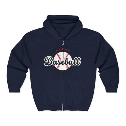 Baseball Graphic Zip-Up Hoodie for Sport Lovers, Cozy Sweatshirt, Perfect Gift for Athletes, Unisex Apparel, Casual Wear